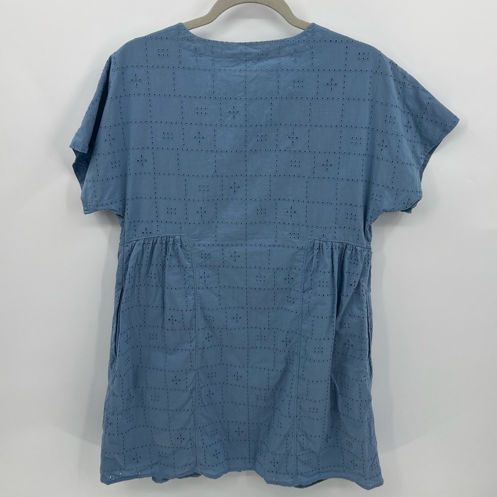Madewell v-neck blue eyelet mini dress - Picture 3 of 12